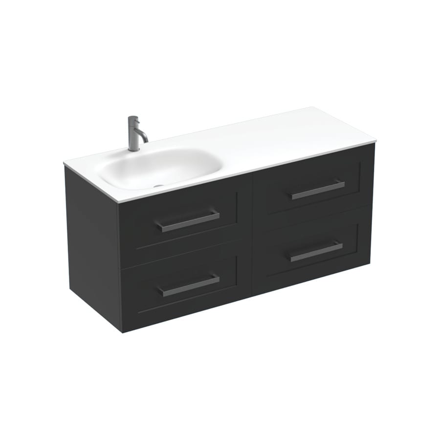 Progetto Hampton Spio 1200 4 Drawer Wall Vanity Left Basin
