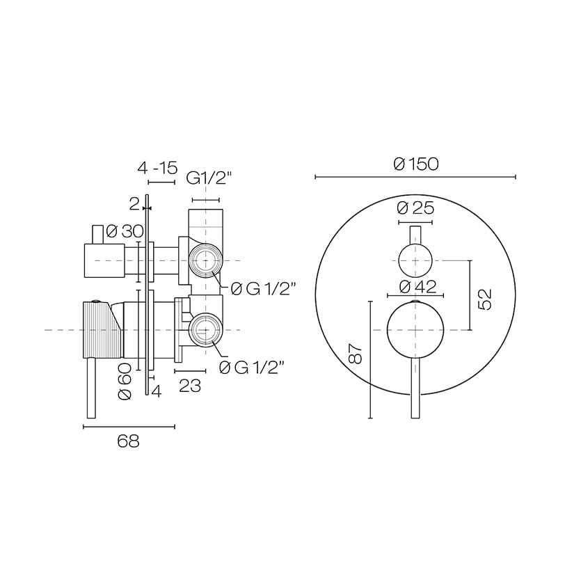 Progetto Oli 316 Diverter Mixer with Linea Handle