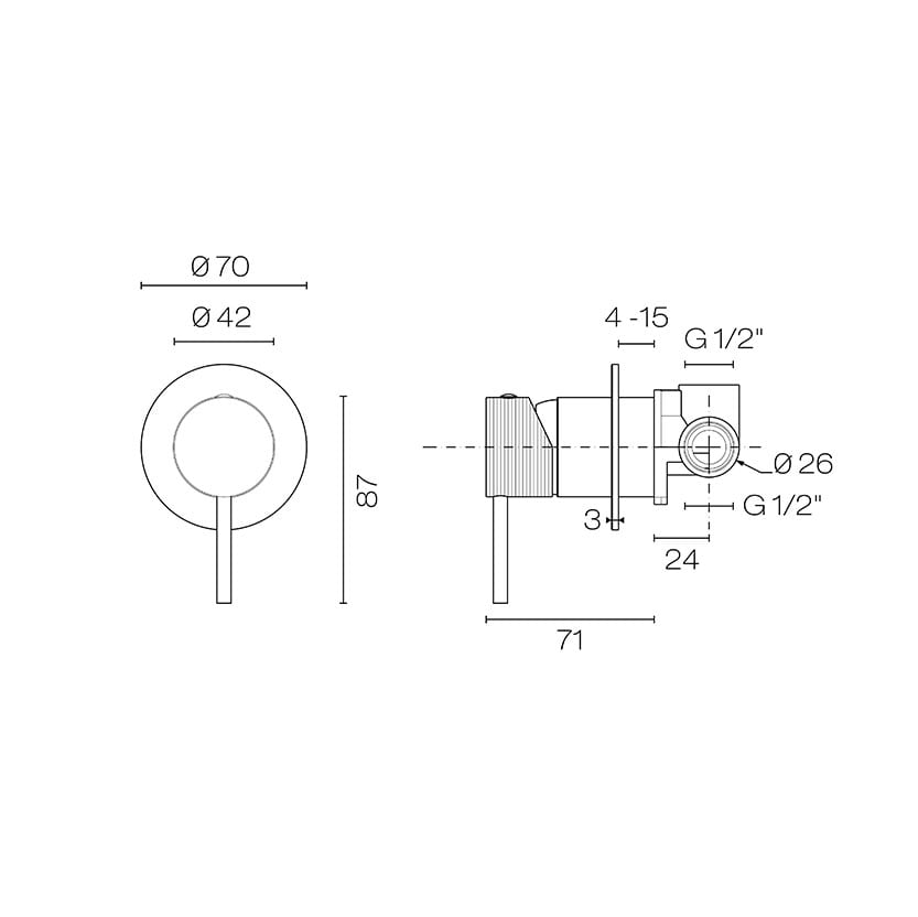 Progetto Oli 316 Shower Mixer with Linea Handle