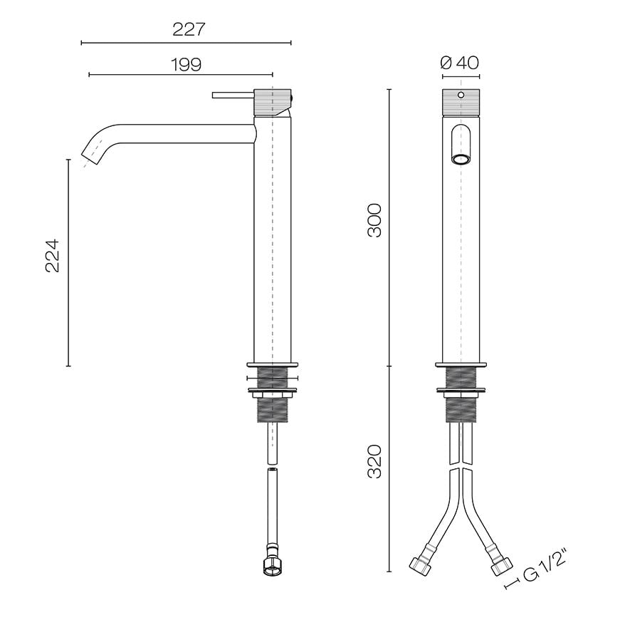 Progetto Oli 316 Vessel Basin Mixer with Linea Handle