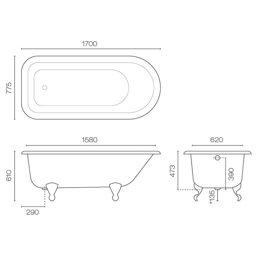 McKinley Rolltop 1700 Clawfoot Bath