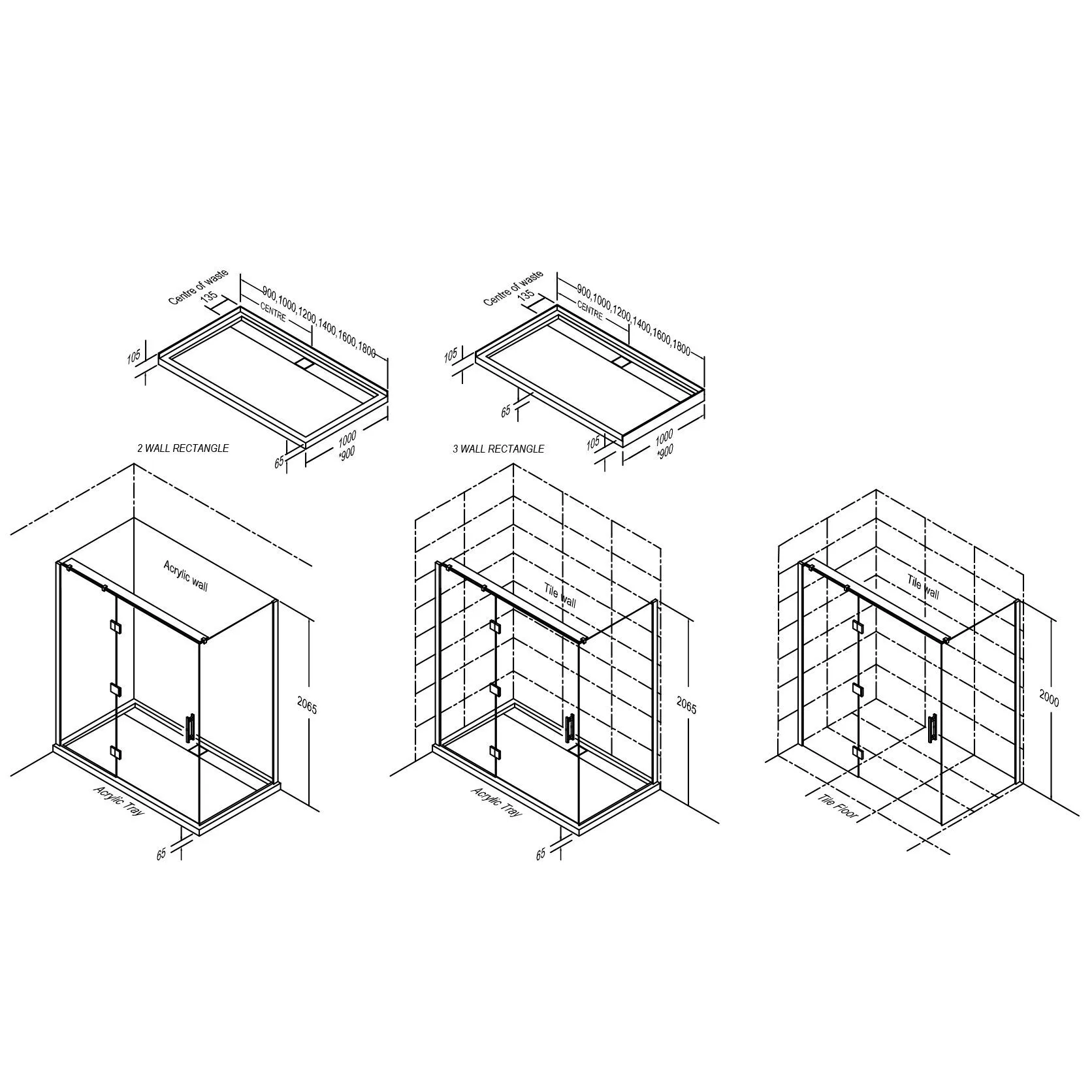 Athena Lifestyle Alcove Acrylic Shower Enclosure