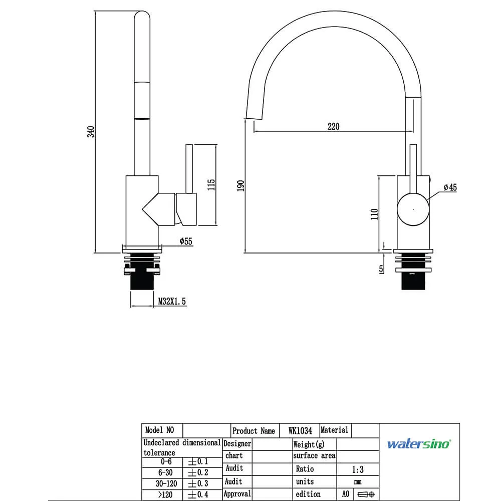 Watersino Pin Gooseneck Kitchen Mixer