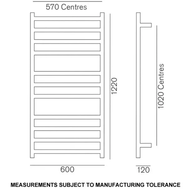 Heirloom Studio 1 1220 Heated Towel Rail - Image 2