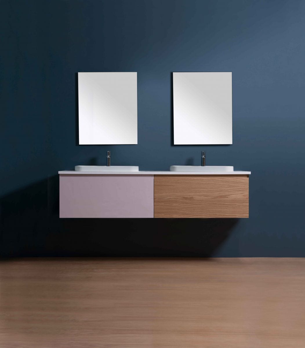 Michel César Tablo 1800 Wall Hung Vanity Double Basin, 2 Drawers (Side-by-side)