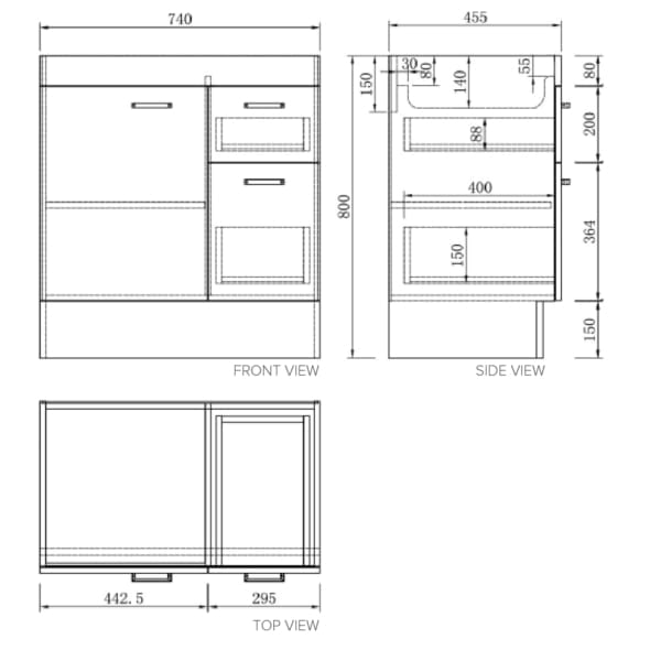Newtech Qube 750 Floorstanding Vanity