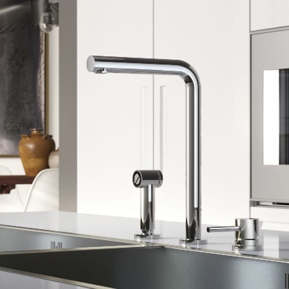 Progetto Buddy 3 Hole Kitchen Mixer with Rinse Spray