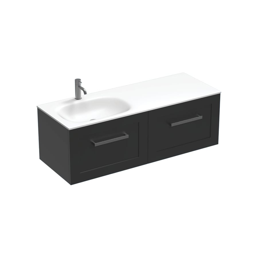 Progetto Hampton Spio 1200 2 Drawer Wall Vanity Left Basin