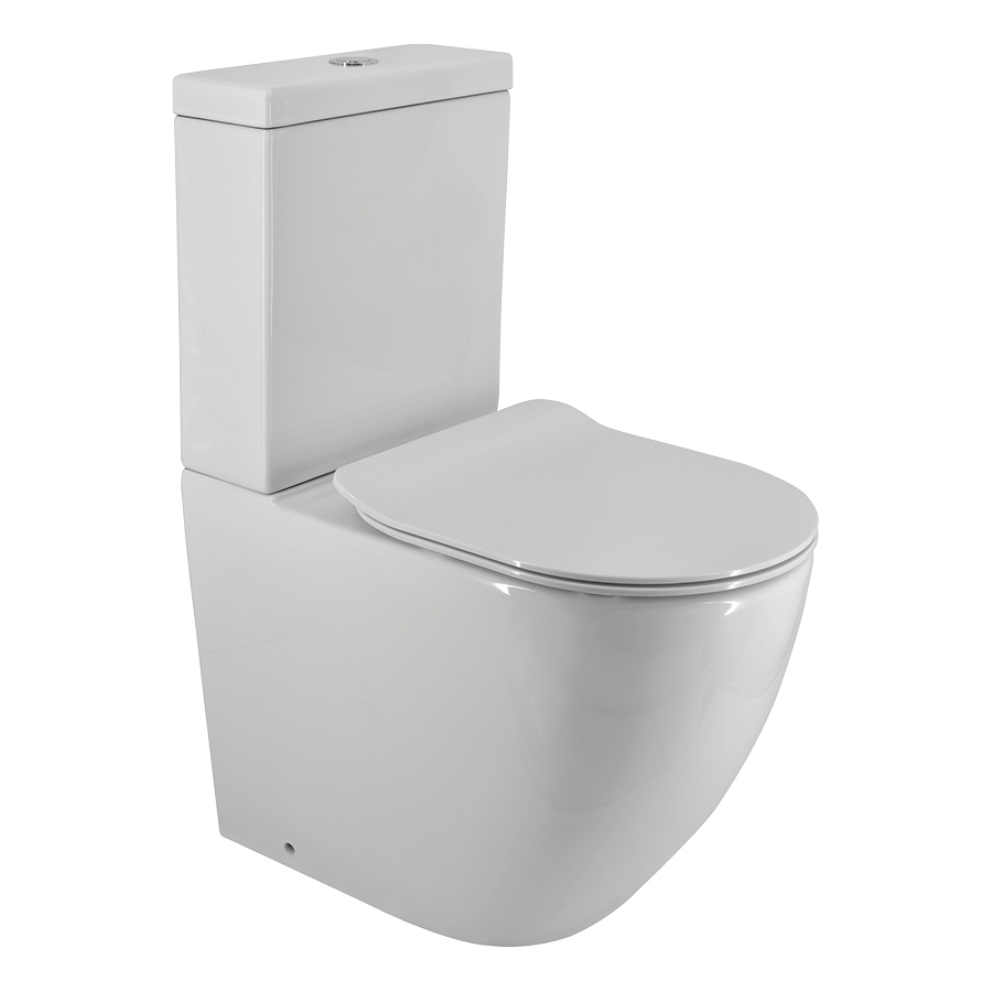 Progetto Zen Rimless Back To Wall Toilet Suite with Slim Seat