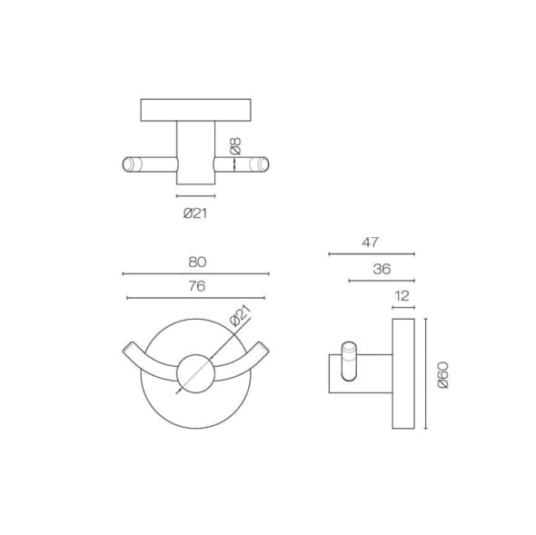 Progetto Tube Double Robe Hook