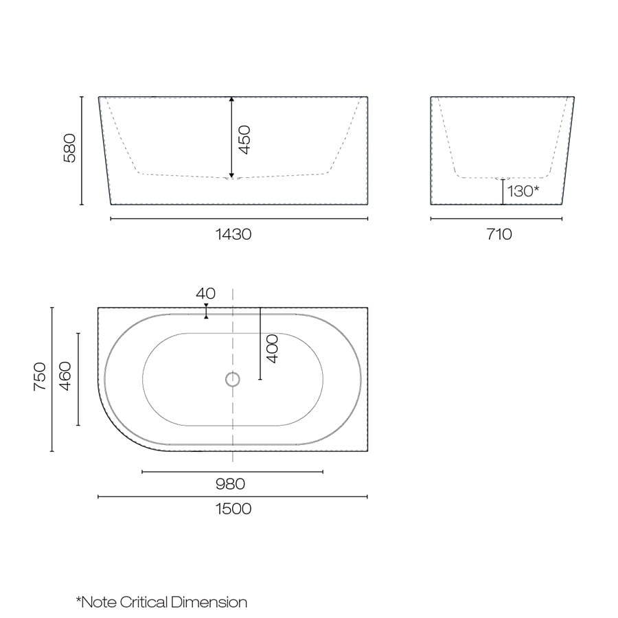 Enya 1500 Back To Wall Right Corner Bath Harrison Bloy
