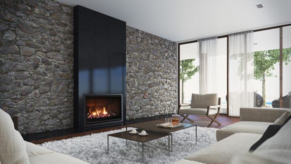 Escea DF960 Indoor Gas Fire Single Sided