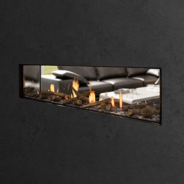 Escea DS1650 Frameless Indoor Gas Fireplace Double Sided