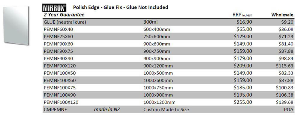 Mirrox Polished Edge Mirror Glue Fix
