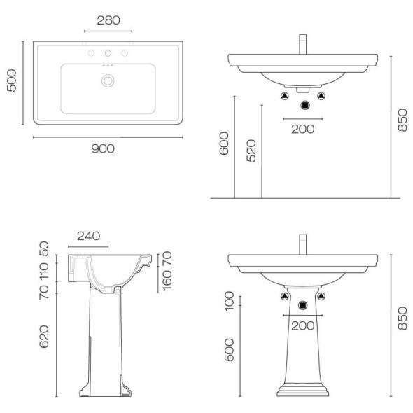 Catalano Canova Royal 90 Basin & Pedestal