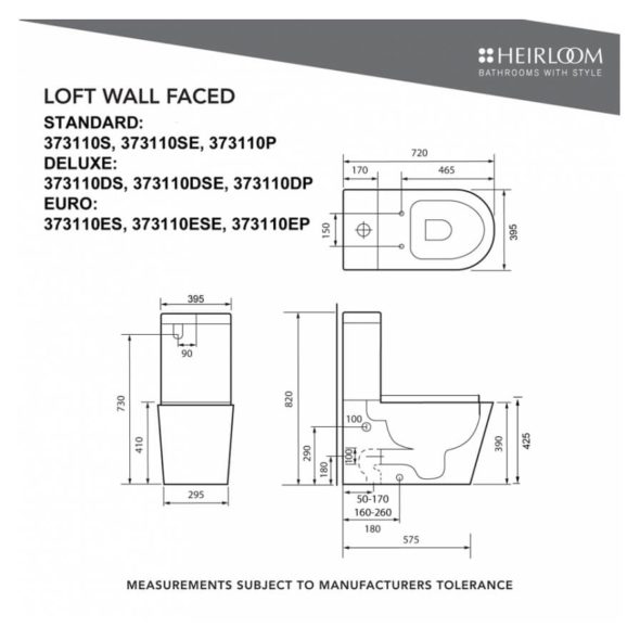 Heirloom Loft Wall Faced Toilet Suite (Deluxe)