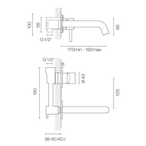 Progetto Tube Wall Mount Mixer