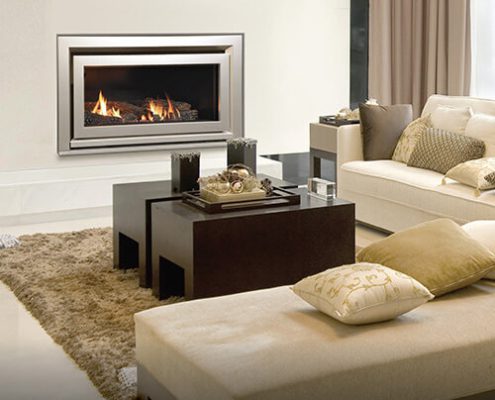 Escea DL850 Logs Silver Inset Gas Fireplace