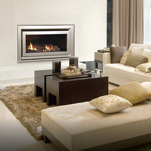 Escea DL850 Logs Silver Inset Gas Fireplace