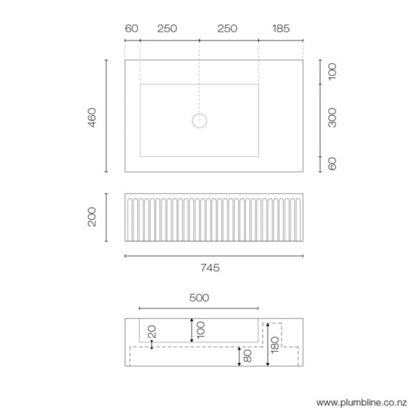Meek Doric 750 Wall Hung Left Basin - Image 2