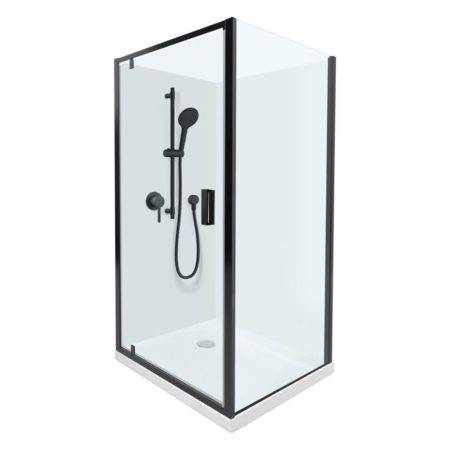 Valencia Elite Square Corner Pivot Shower 1x1 Black