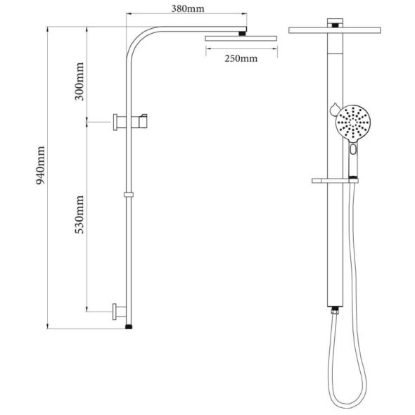 Voda Eclipse Round Double Head Shower