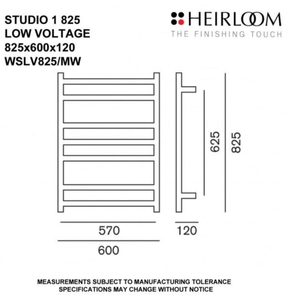 Heirloom Studio 1 825 Towel Warmer Low Voltage