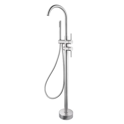 Lusso Fl Stand Bath Mixer with Hand Shower Brushed Nickel