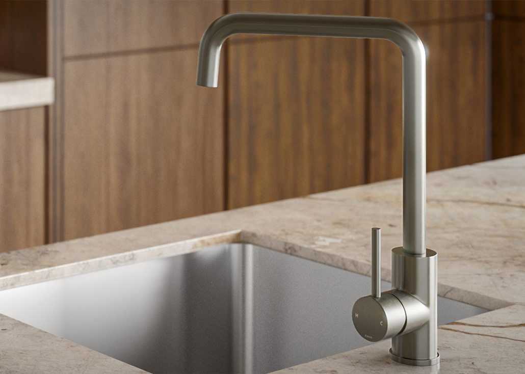 enya lusso sink mixer straight spout in brushed nickel