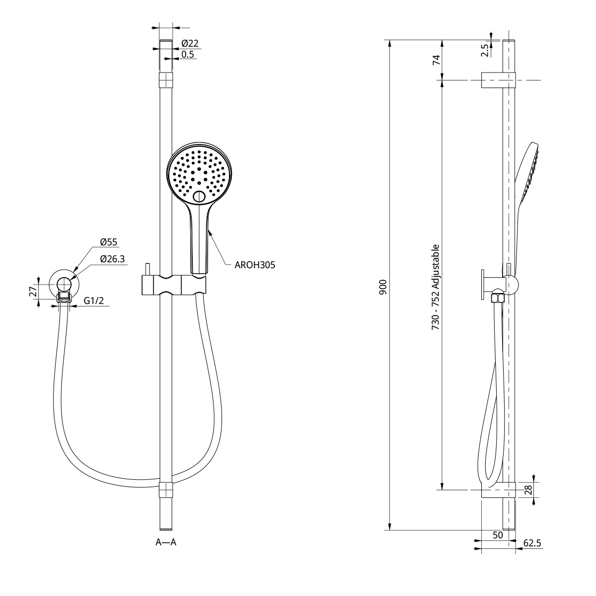 Enya Lusso Slide Shower - Image 2