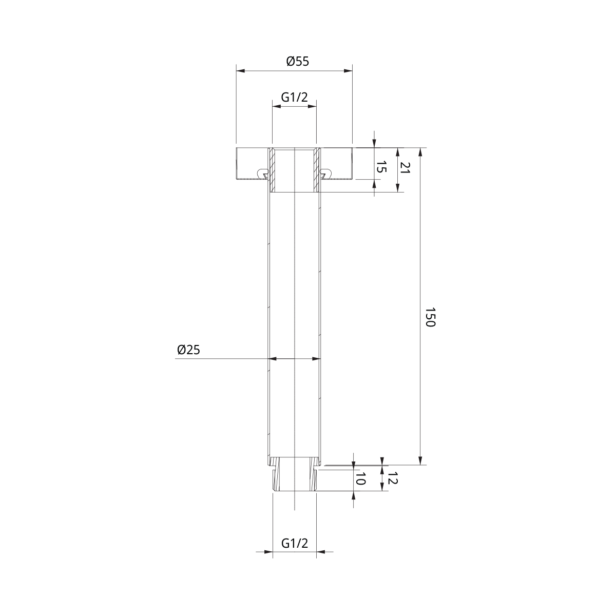 Enya Lusso Ceiling Shower Arm 150mm - Image 2