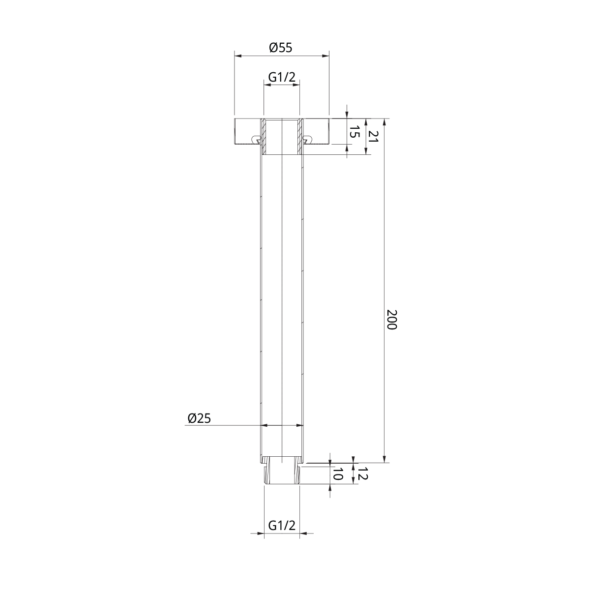 Enya Lusso Ceiling Shower Arm 200mm - Image 2