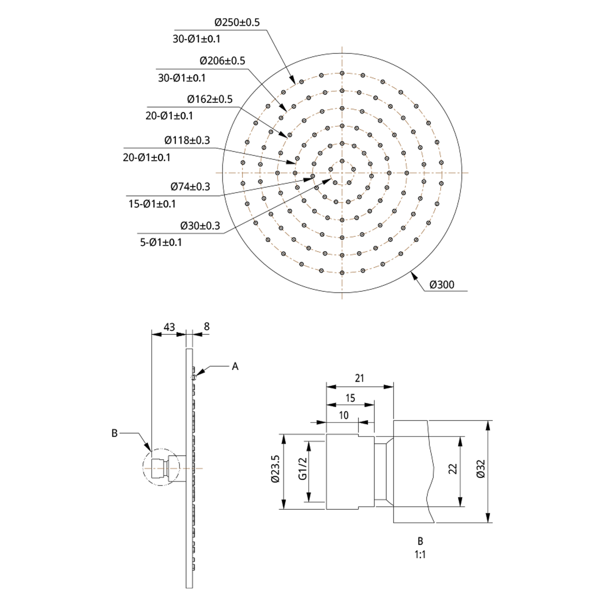 Enya Lusso Overhead Shower 300mm - Image 2