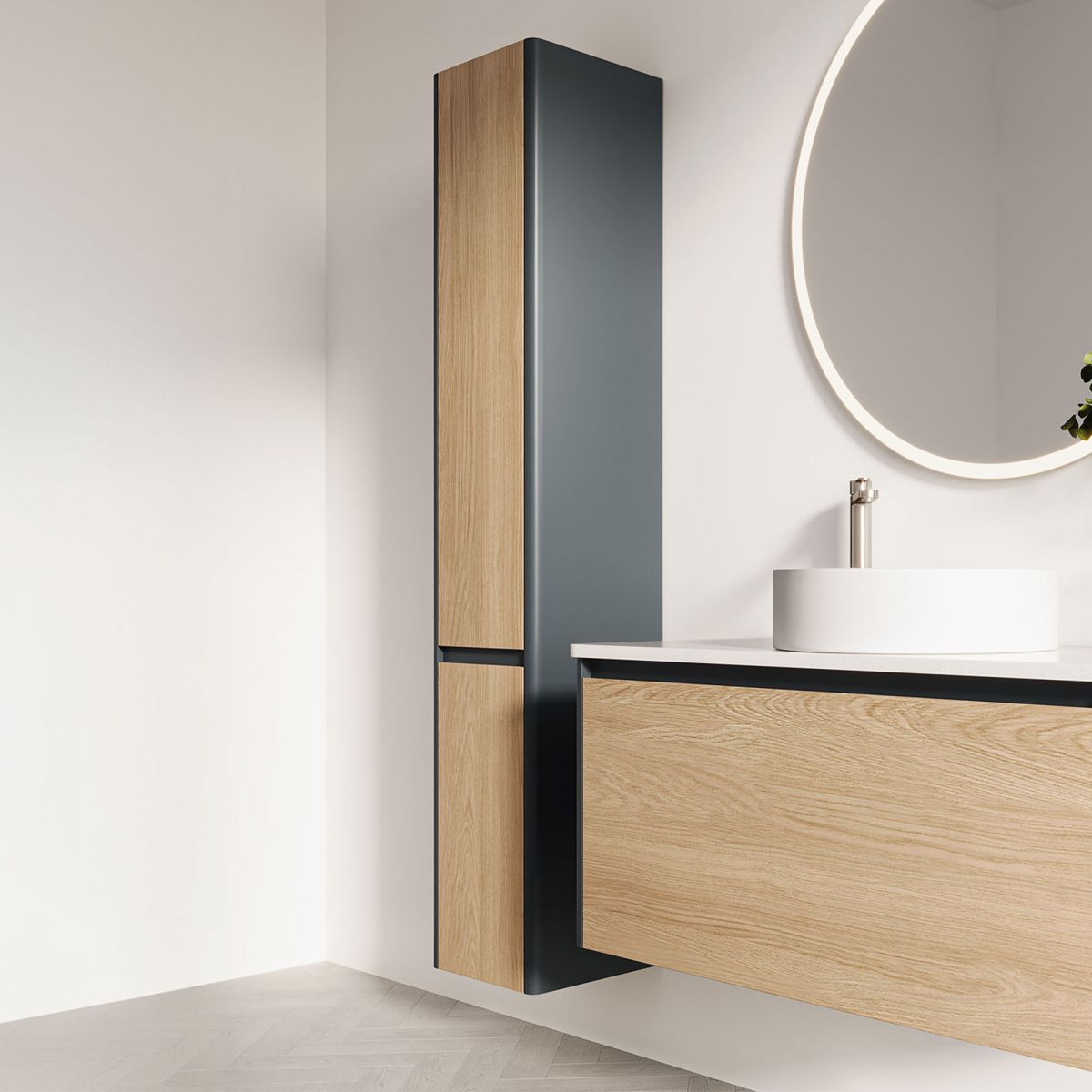 Ovo Premier Tall Cabinet 2Doors Duo Tone