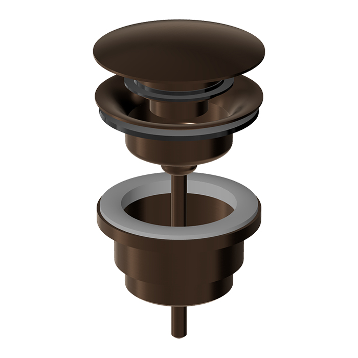 Zucchetti 32mm Clicker Waste Overflow/No Overflow - Brushed Chocolate
