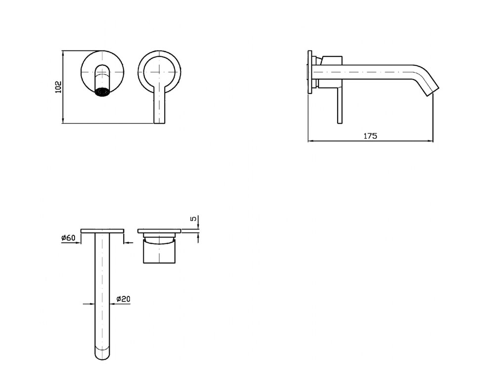 Gill Wall Mounted Basin Mixer 175MM - Image 2