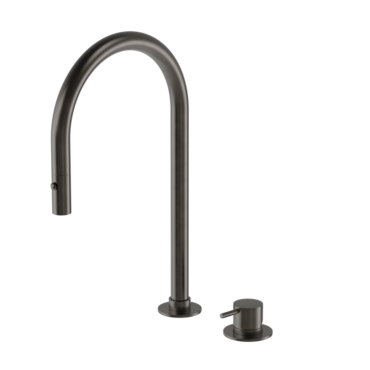 Buddy 2 Hole Kitchen Mixer Round Spout With Pull Out Spray - Aged Iron